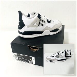 Air Jordan 4 Retro (PS) Size 13C Military Black/Neutral Gray [BQ7669-111] EUC